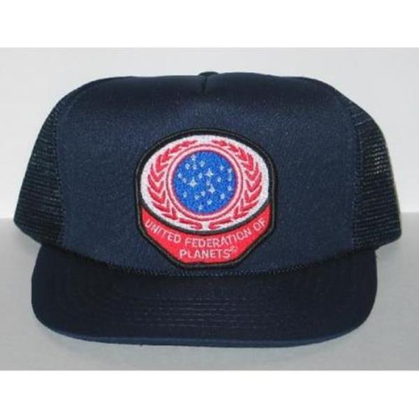 Star Trek The Next Generation Headquarters UFP Patch on a Black Baseball Cap Hat