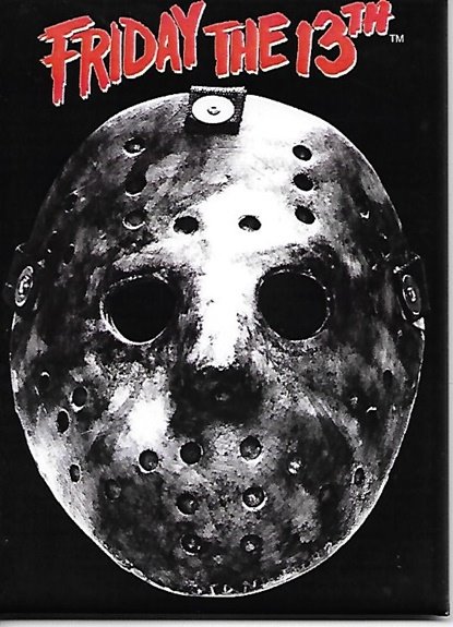 Friday the 13th Movie Hockey Mask Image On Black Refrigerator Magnet NEW UNUSED picture