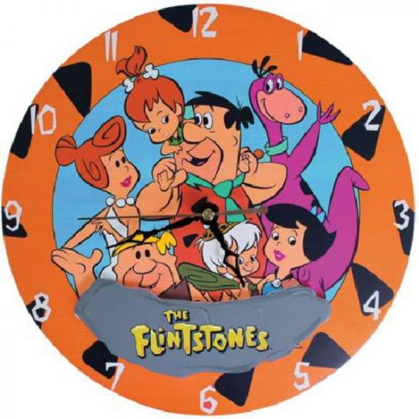 The Flintstones Main Cast Images Cordless 10.5" Diameter Wall Clock NEW BOXED