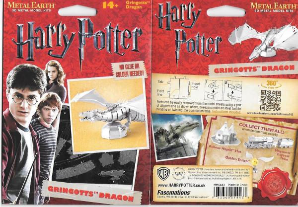 Harry Potter Movies Gringotts Dragon Figure Metal Earth Steel Model Kit MMS443