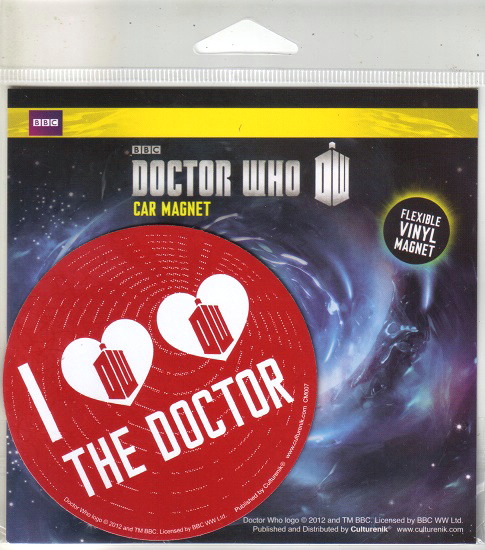 Doctor Who I Heart Heart The Doctor Flexible Vinyl Car Magnet Decal, NEW SEALED picture