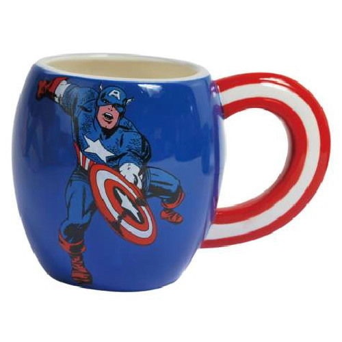 Marvel Comics Captain America Comic Art Image 15 oz Ceramic Oval Mug, NEW UNUSED