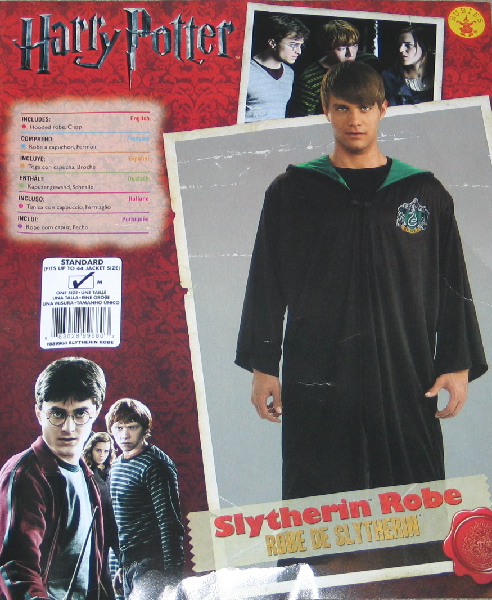 Harry Potter Deluxe House of Slytherin Adult Size Medium Hooded Robe, NEW SEALED