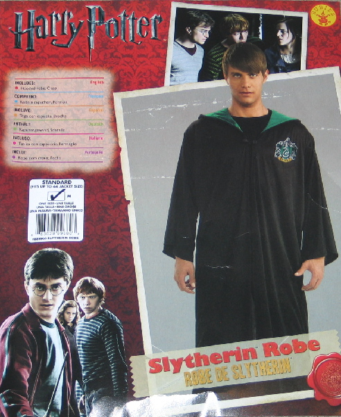 Harry Potter Deluxe House of Slytherin Adult Size Medium Hooded Robe, NEW SEALED picture