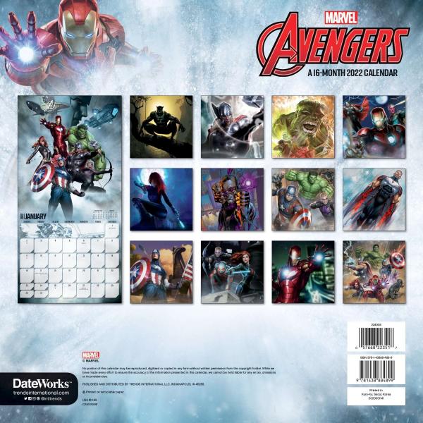 Marvel Comics The Avengers 16 Month 2022 Wall Calendar NEW SEALED picture