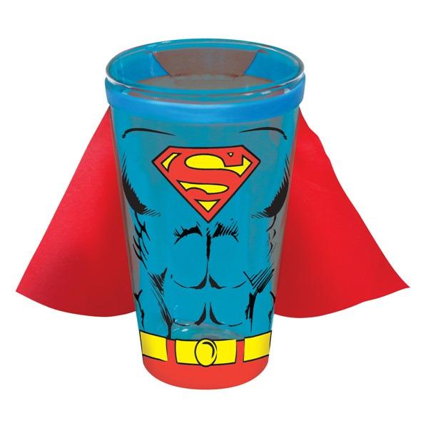 DC Comics Superman Full Body S Chest Caped 16 oz Pint Glass NEW UNUSED
