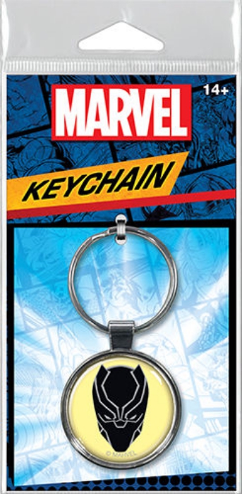 Black Panther Movie Masked Head Logo Colored Round Metal Key Chain NEW UNUSED picture