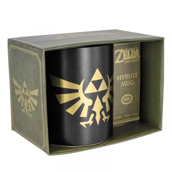 Nintendo Zelda Hyrule Triforce Logo 10 oz Black Ceramic Coffee Mug NEW UNUSED picture