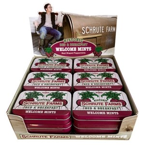The Office Schrute Farms Welcome Mints Embossed Metal Tins Box of 18 NEW SEALED picture