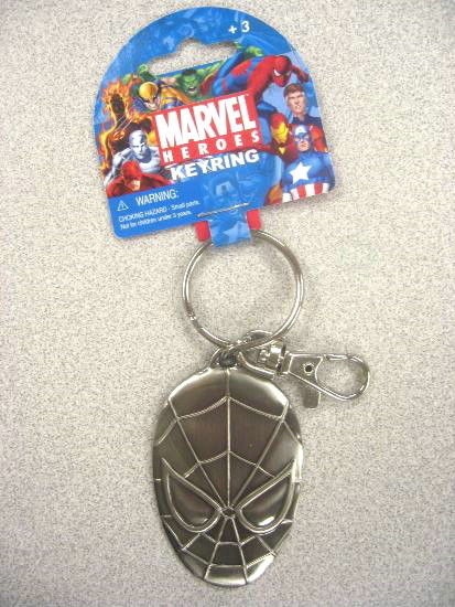 Marvel Comics Spider-Man Mask Metal Pewter Keychain NEW UNUSED
