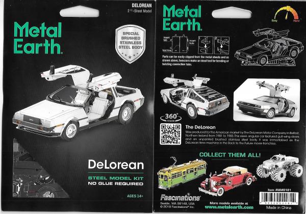 Delorean Car as Seen In Back to the Future Movie Metal Earth Steel Model Kit NEW picture