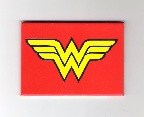 DC Comics Wonder Woman WW Chest Logo On Red Refrigerator Magnet, NEW UNUSED picture