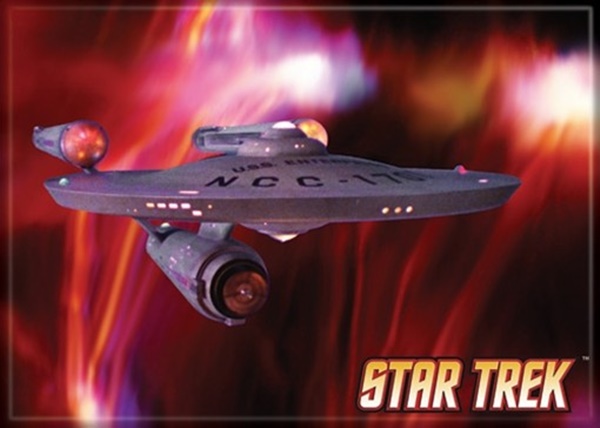 Star Trek The Original Series Enterprise on a Red Background Magnet NEW UNUSED