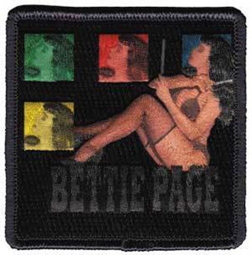 Bettie Page Face In Squares Embroidered Pin-UP Patch, NEW UNWORN picture