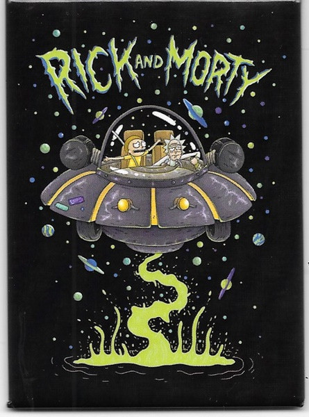 Rick and Morty Animated TV Series In A Flying Saucer Refrigerator Magnet New