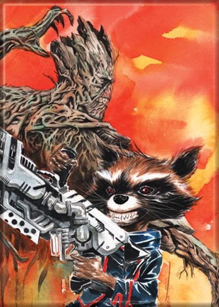 Guardians of the Galaxy Groot with Rocket Raccoon Art Image Refrigerator Magnet