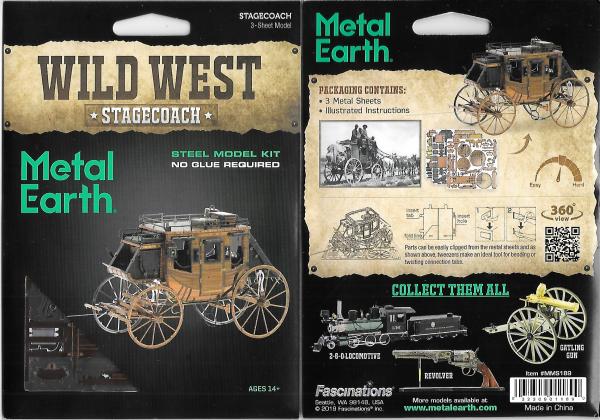 Wild West Stagecoach Metal Earth Steel Model Kit NEW SEALED #MMS189