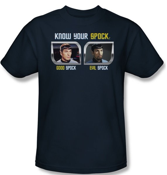 Classic Star Trek Know Your Spock: Good Spock Evil Spock T-Shirt, NEW UNWORN