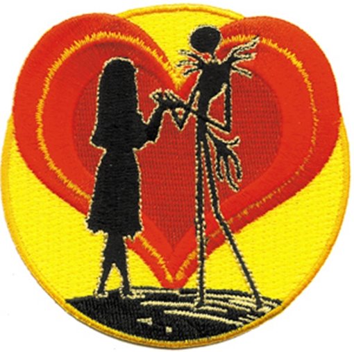 Nightmare Before Christmas Jack and Sally In Heart Embroidered Patch NEW UNUSED picture