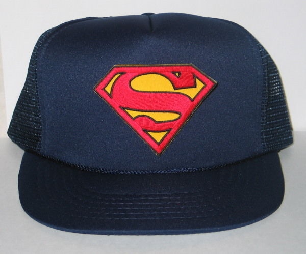 Superman Large "S" Chest Logo Patch on a Blue Baseball Cap Hat NEW