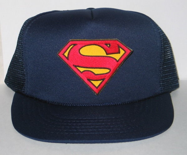 Superman Large "S" Chest Logo Patch on a Blue Baseball Cap Hat NEW picture