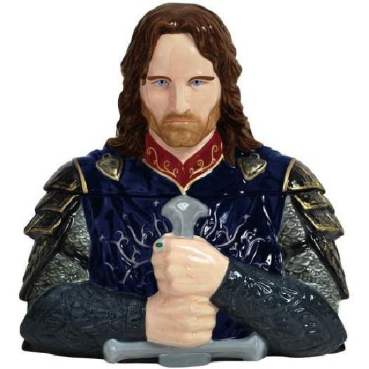 The Lord of the Rings Aragorn Bust Figure w/ Sword Ceramic Cookie Jar NEW UNUSED