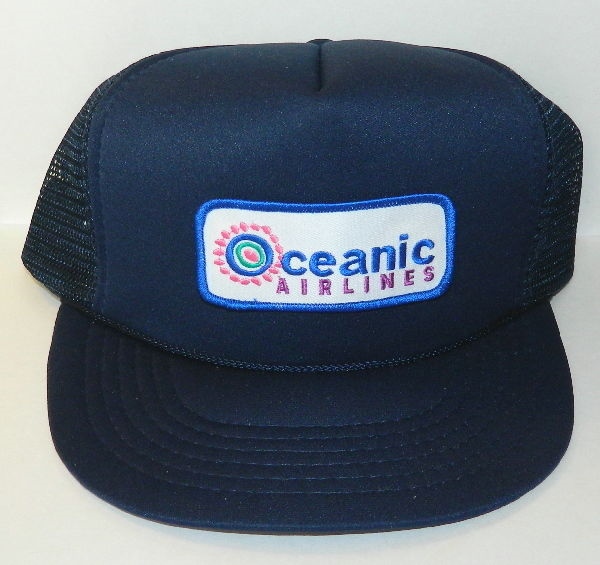 Lost TV Series Oceanic Airlines Uniform Chest Patch on a Blue Baseball Cap Hat picture