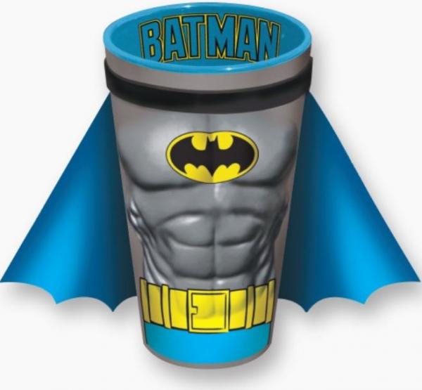 Batman Molded Chest Image with Cape 16 Ounce Clear Pint Glass NEW UNUSED picture