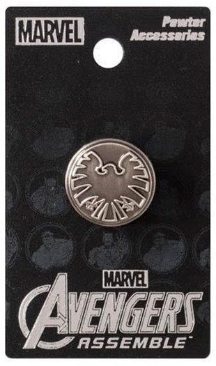 Avengers Assemble TV Series S.H.I.E.L.D. Logo Metal Pewter Lapel Pin, NEW UNUSED
