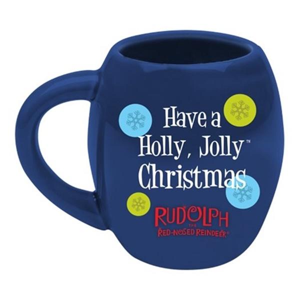 Rudolph the Red Nosed Reindeer Holly Jolly Christmas 18 oz Oval Ceramic Mug NEW picture