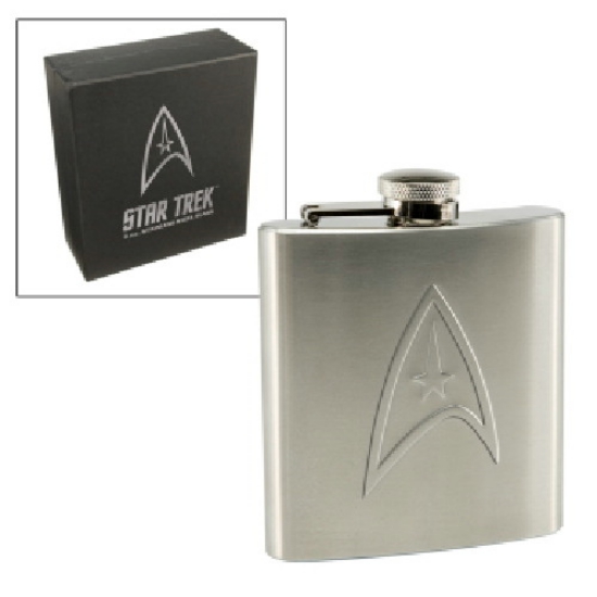 Star Trek Classic Command Embossed Logo 6 oz Stainless Steel Flask NEW UNUSED picture