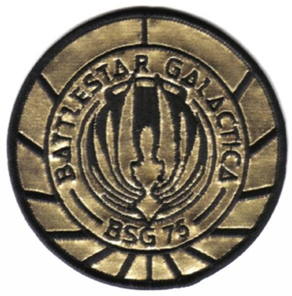 New Battlestar Galactica BSG 75 Officer Gold Foil Shoulder Patch NEW UNUSED picture