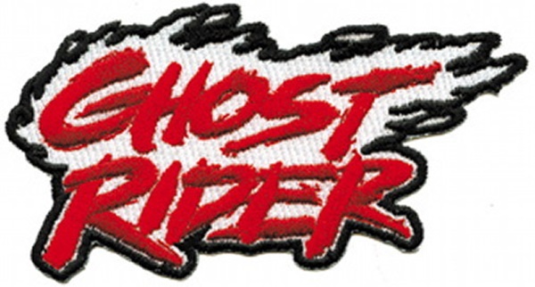 Marvel Comics Ghost Rider Flaming Logo Name Embroidered Patch, NEW UNUSED