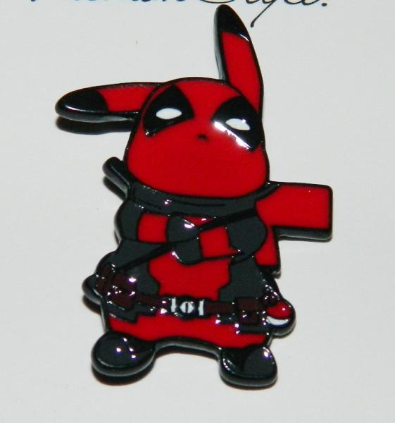 Pok'emon Anime Pikachu as Deadpool Spoof Figure Enamel Metal Pin NEW UNUSED picture