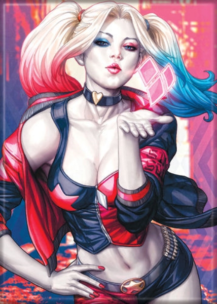 DC Comics Harley Quinn Blowing a Kiss ArtGerm Art Refrigerator Magnet NEW picture