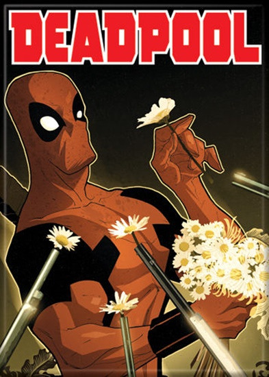 Marvel Comics Deadpool Smelling the Flowers Comic Art Refrigerator Magnet NEW