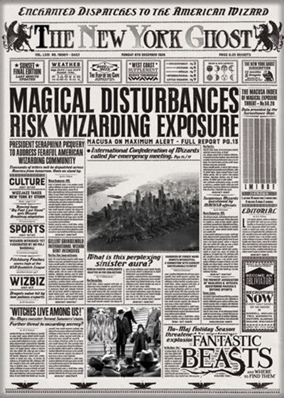 Fantastic Beasts Movie NY Ghost Newspaper Refrigerator Magnet Harry Potter NEW