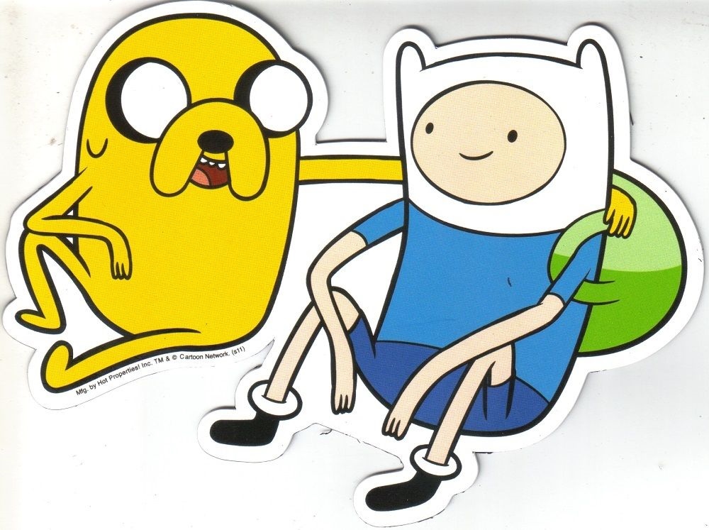 Adventure Time Jake and Finn Figures Sitting Large Car Magnet, NEW UNUSED -...