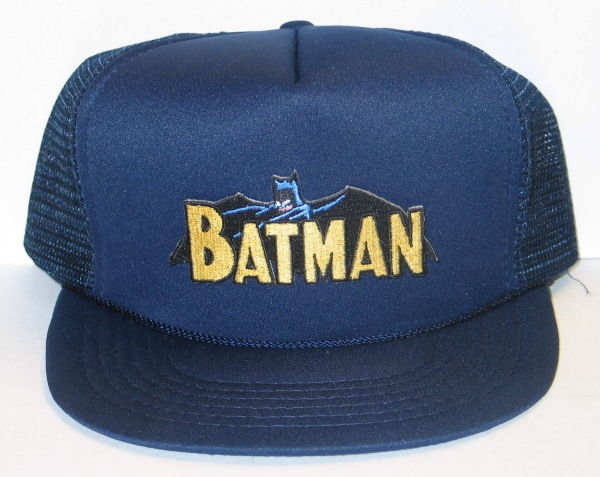 Batman 1970's Head, Cape & Name Comic Book on a Blue Baseball Cap Hat NEW