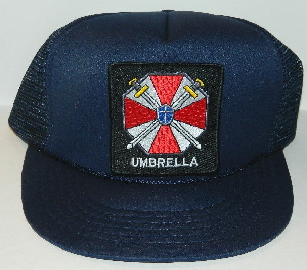 Resident Evil Umbrella Corporation Name Logo Patch on a Black Baseball Cap Hat