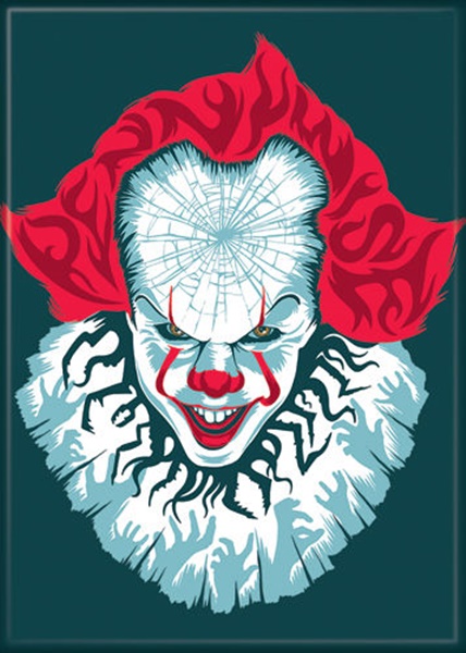 Stephen King's It Chapter Two Pennywise Face On Teal Refrigerator Magnet UNUSED