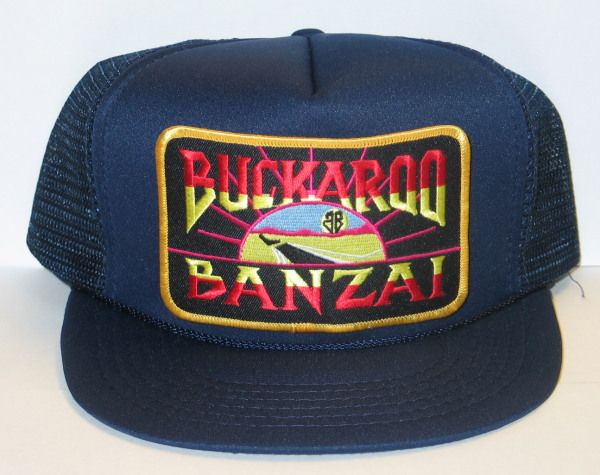 Buckaroo Banzai Movie Name Logo Patch on a Black Baseball Cap Hat NEW picture