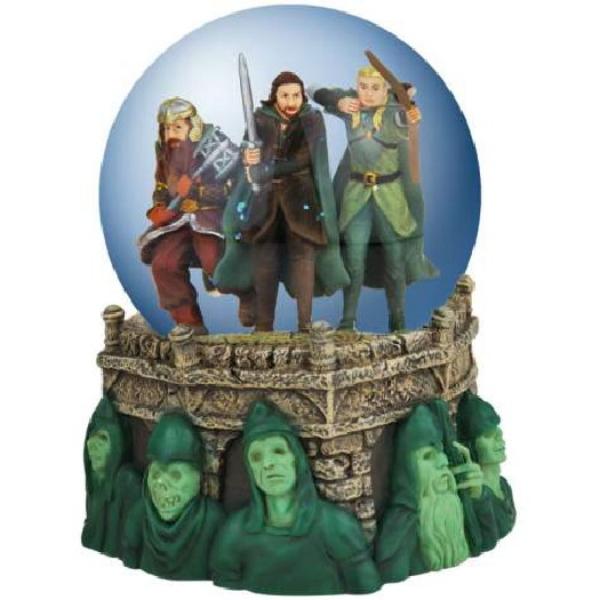 The Lord of the Rings Gimli Aragon Legolas Figures 100mm Water Globe NEW BOXED picture