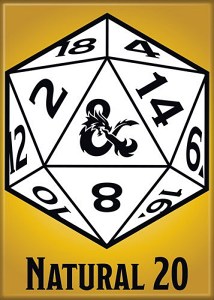 Dungeons & Dragons Game Natural 20 Dice Image Refrigerator Magnet NEW UNUSED