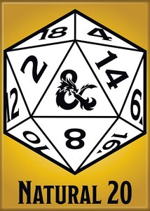 Dungeons & Dragons Game Natural 20 Dice Image Refrigerator Magnet NEW UNUSED picture