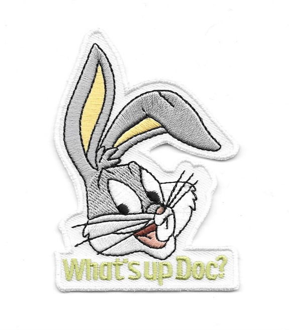 Looney Tunes Bugs Bunny Head Saying What's up Doc? Embroidered Patch, NEW UNUSED picture