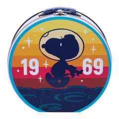 Peanuts Astronaut Snoopy with 1969 Apollo 11 Date Round Tin Tote Lunchbox UNUSED picture