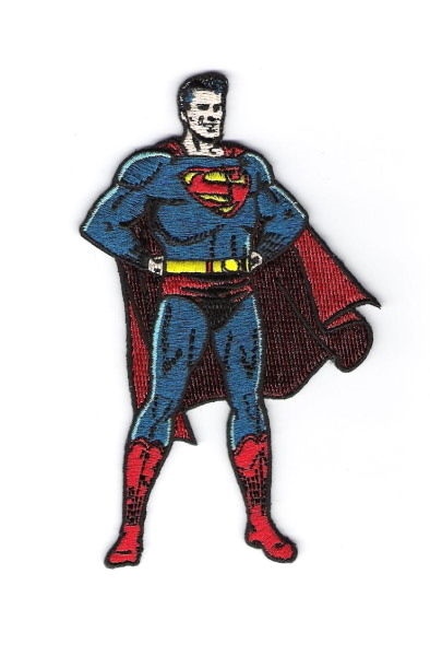 Superman Classic Standing Pose Embroidered 4 3/4" Tall Patch, NEW UNUSED #37 picture