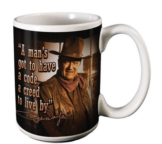 John Wayne Western Photo Image Creed to Live By Two-Sided 14 oz Ceramic Mug NEW