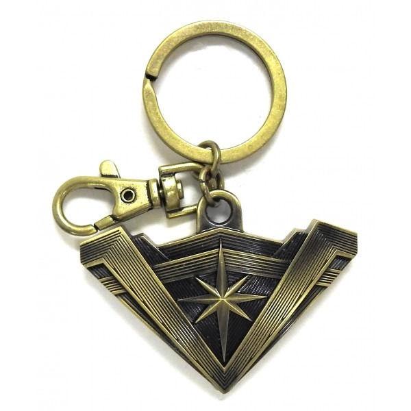 Wonder Woman Tiara Logo Brass Colored Metal Pewter Key Ring Keychain NEW UNUSED